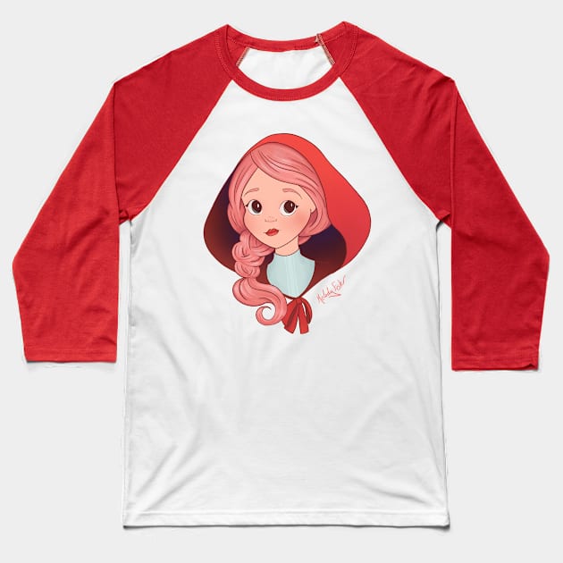 Pink Haired Little Red Baseball T-Shirt by LunarFox